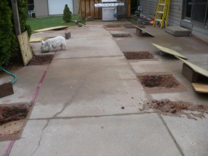 foundation holes filled with rain water