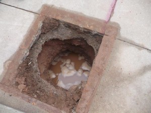 water filled foundation hole
