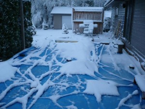 construction area covered by tarp