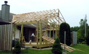 three season room trusses completed