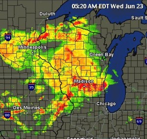 radar map showing strong storms