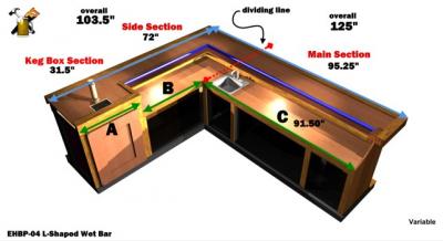 l-shaped wet bar features