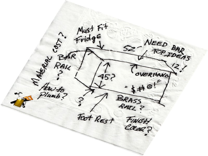 cocktail bar plan on napkin