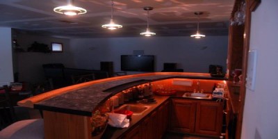 curved home bar design