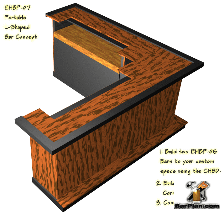 EHBP07 Lshaped Portable Party Bar Easy Home Bar Plans