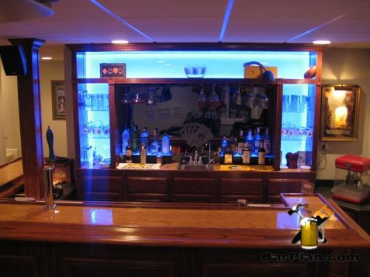 Build a Home Bar with our Easy Home Bar Plan Designs 8 lighted bar back