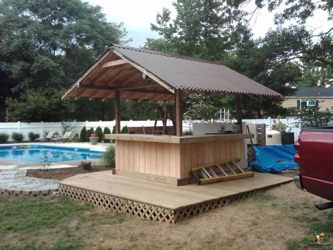 outdoor tiki bar hut