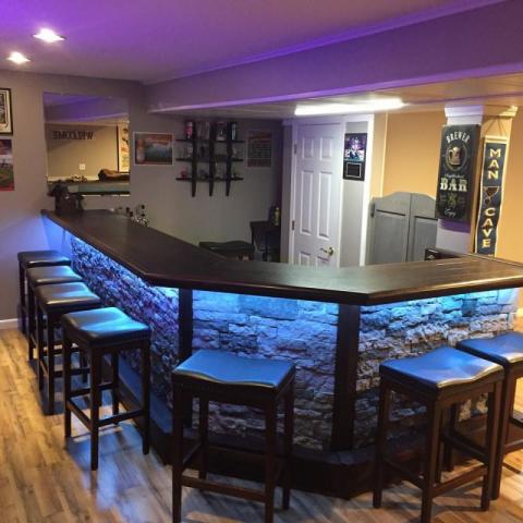 led stone face home bar