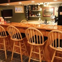 home bar with country style bar stools