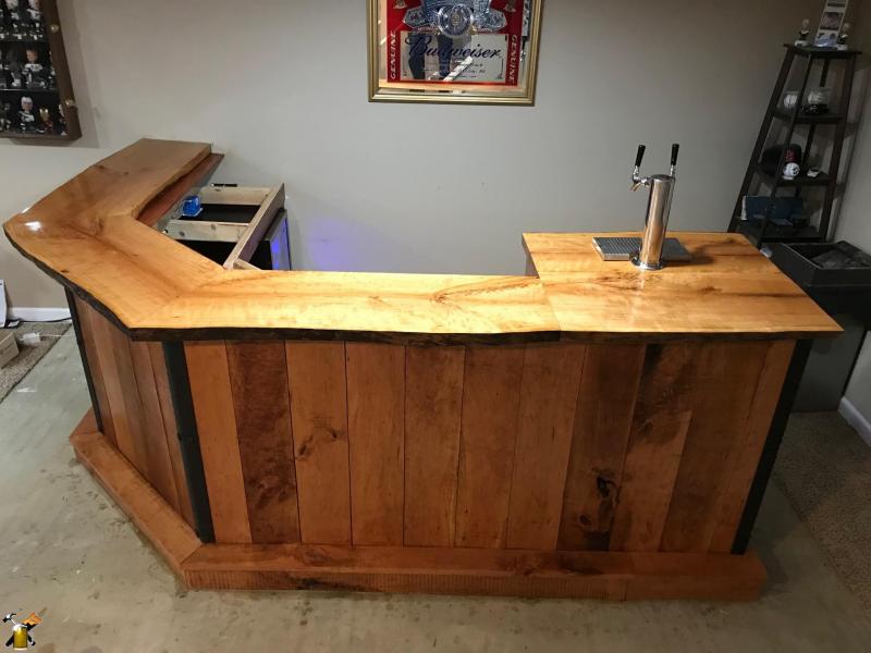 completed cherry wood bar front view